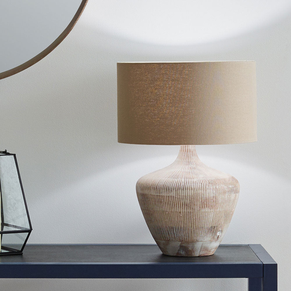 Manaia White Wash Textured Wood Table Lamp - Base Only